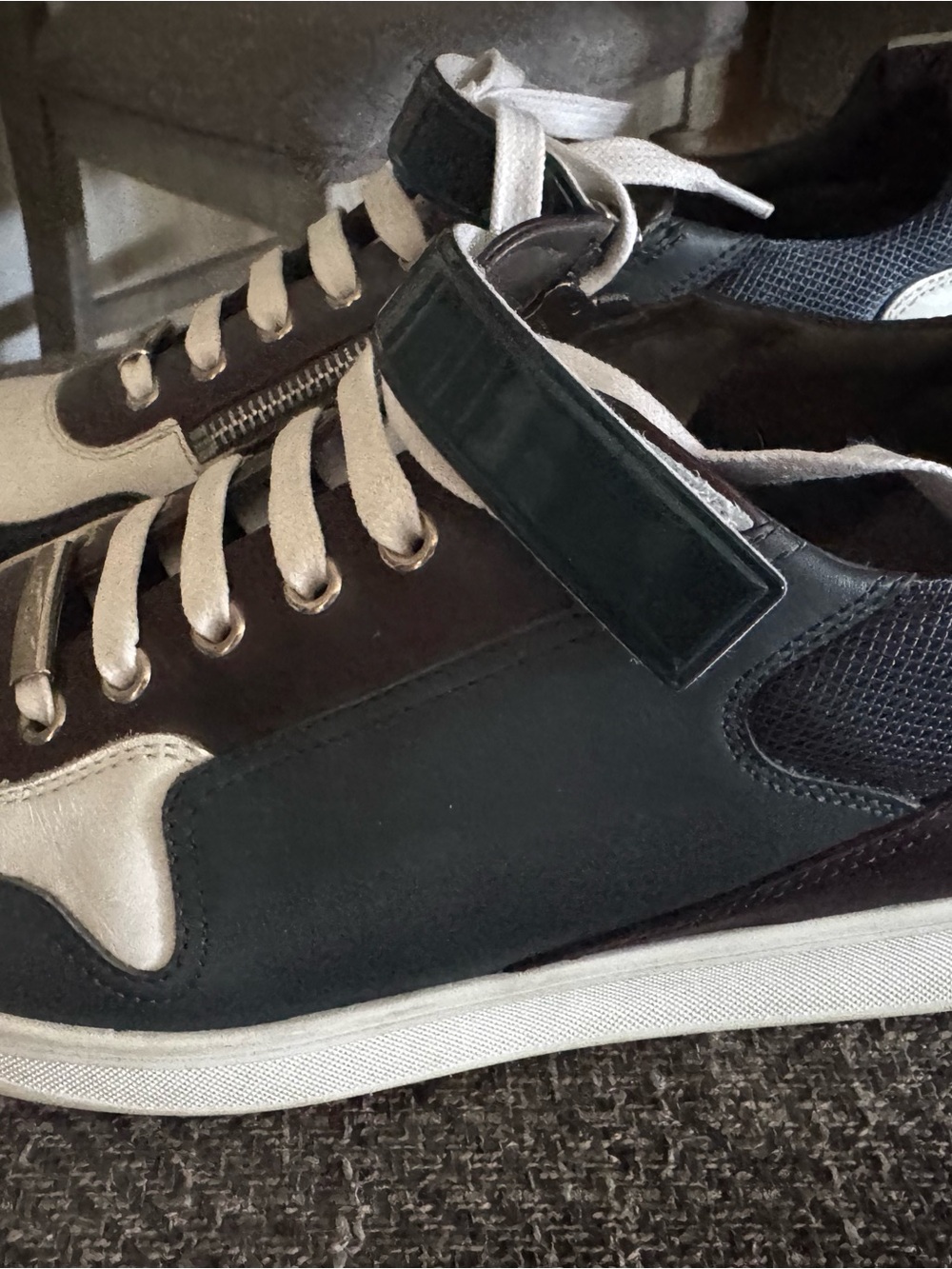 Christian Dior Men's Low-Top Leather Sneakers in White, Black & Dark Brown - Picture 2 of 8
